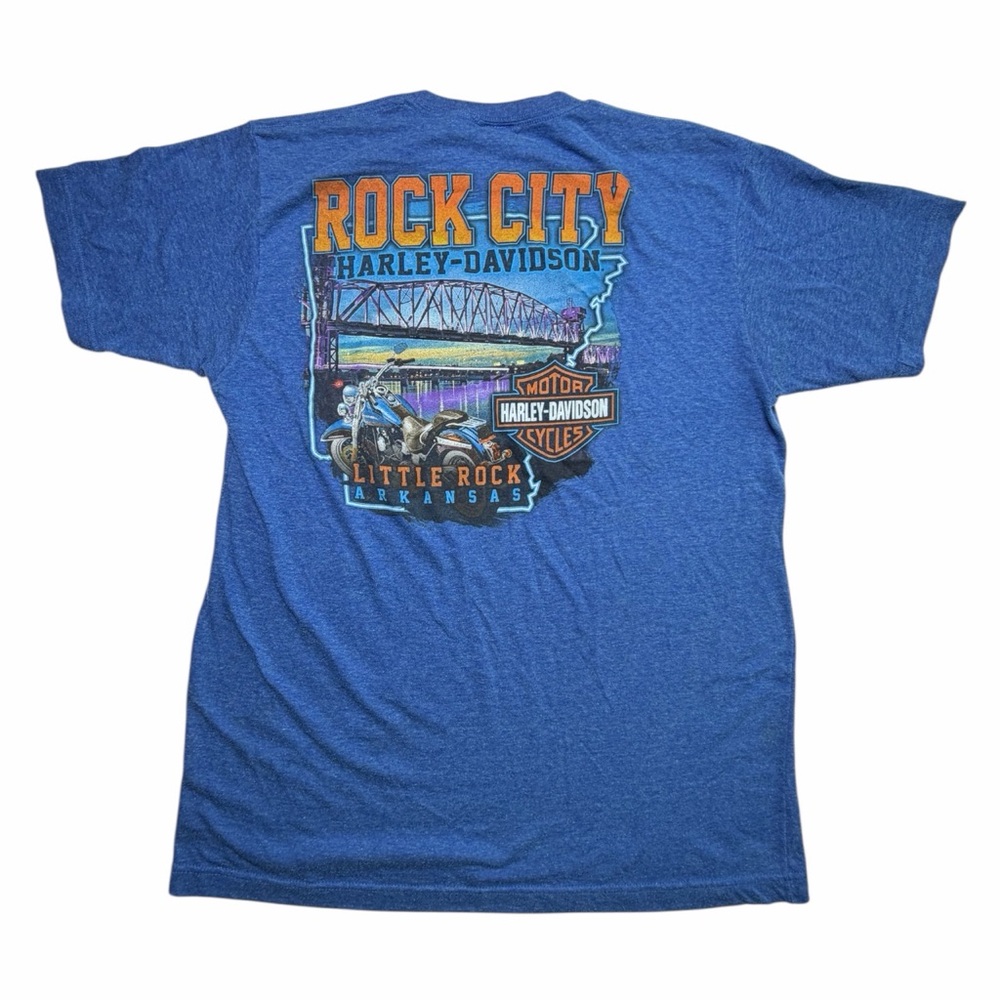 Harley Davidson Rock City Arkansas Blue Graphic T-Shirt Men’s Large